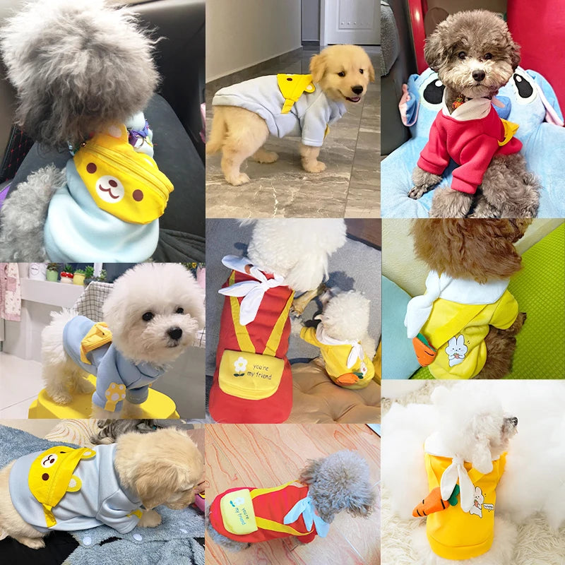 Winter Dog Clothes, Cute Cartoon Warm Hoodie