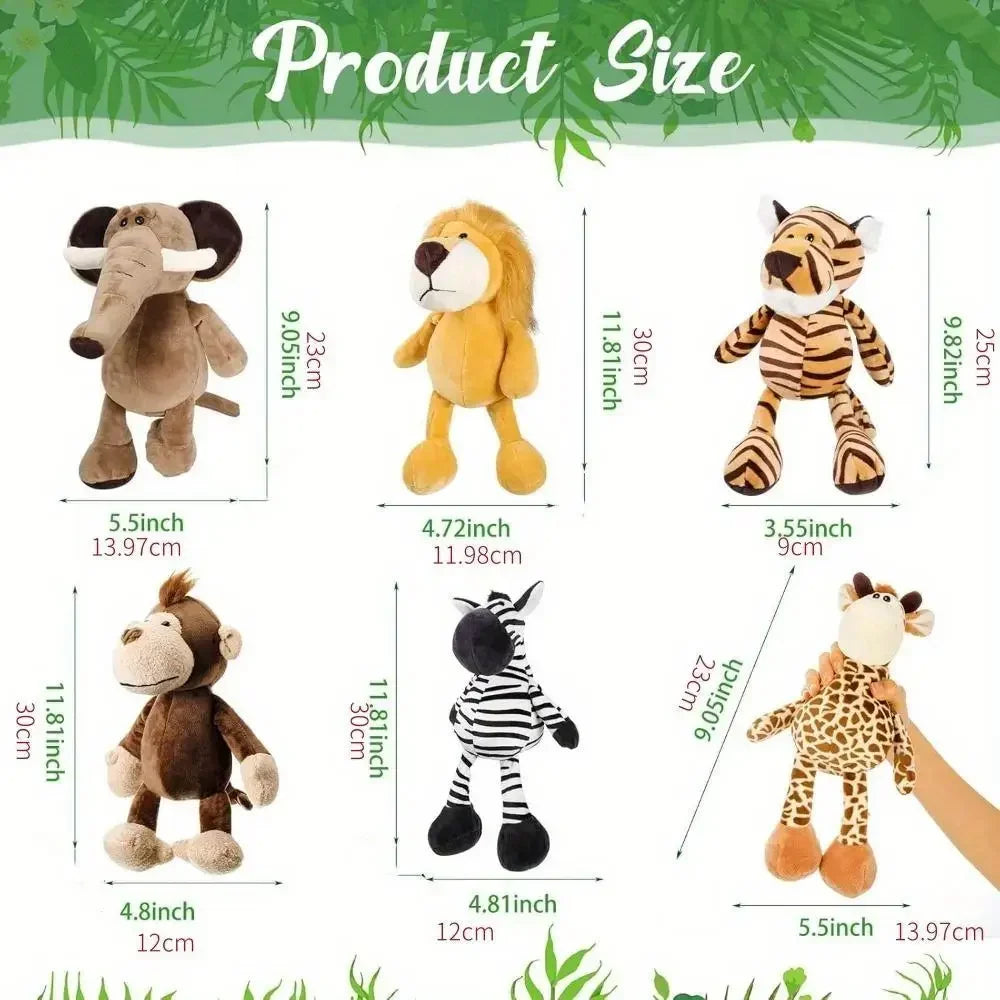 12 Pieces Safari Stuffed Animal Toys