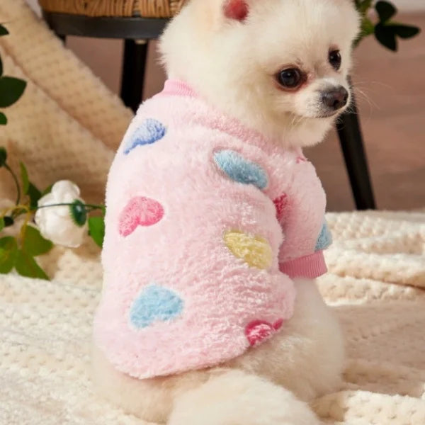Cute Heart Print Flannel Dog Vest Soft Puppy Coat Yorkshire Pet Costume Small Medium Chihuahua Dog Clothes