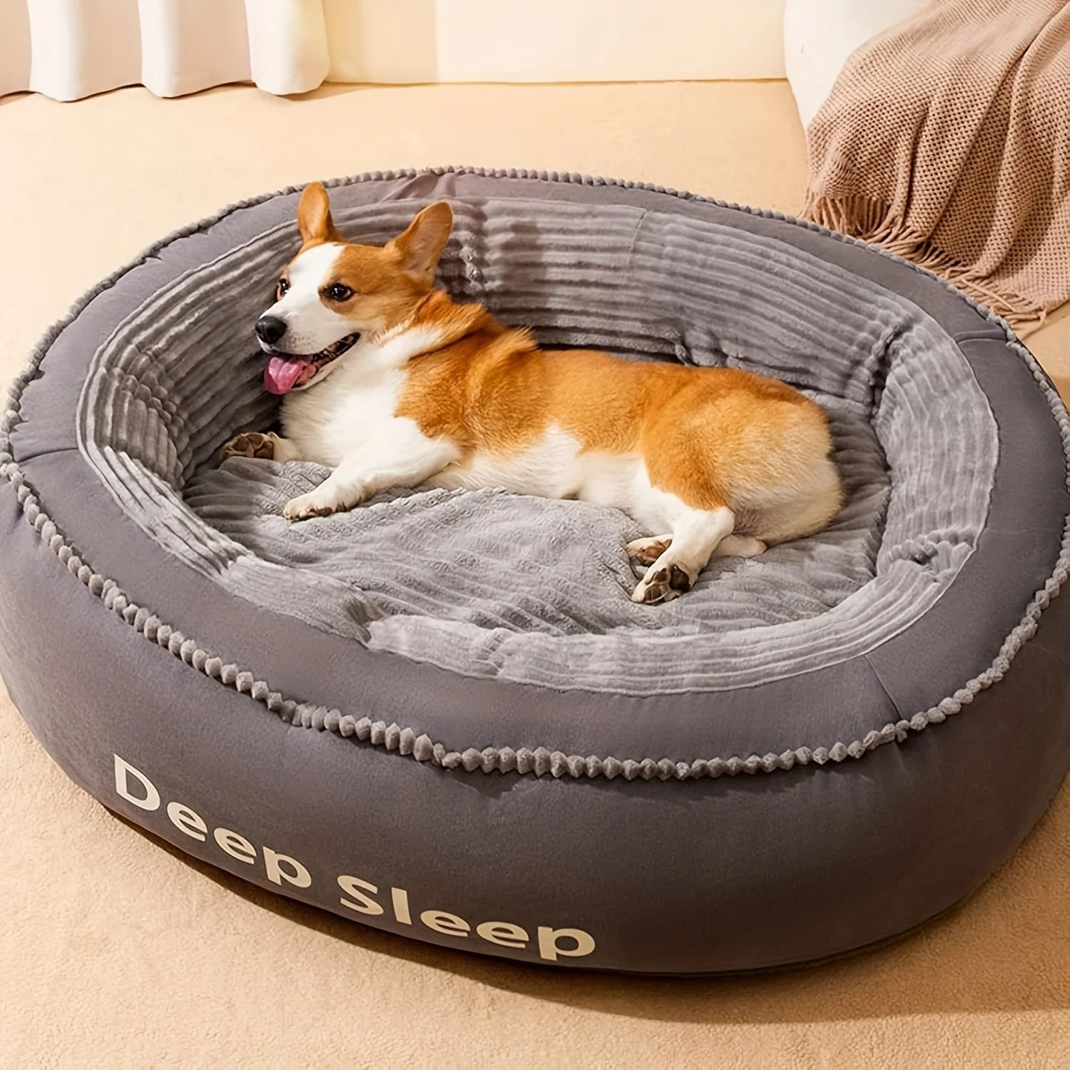 Pet Bed Comfortable Donut Round Dog/Cat Kennel