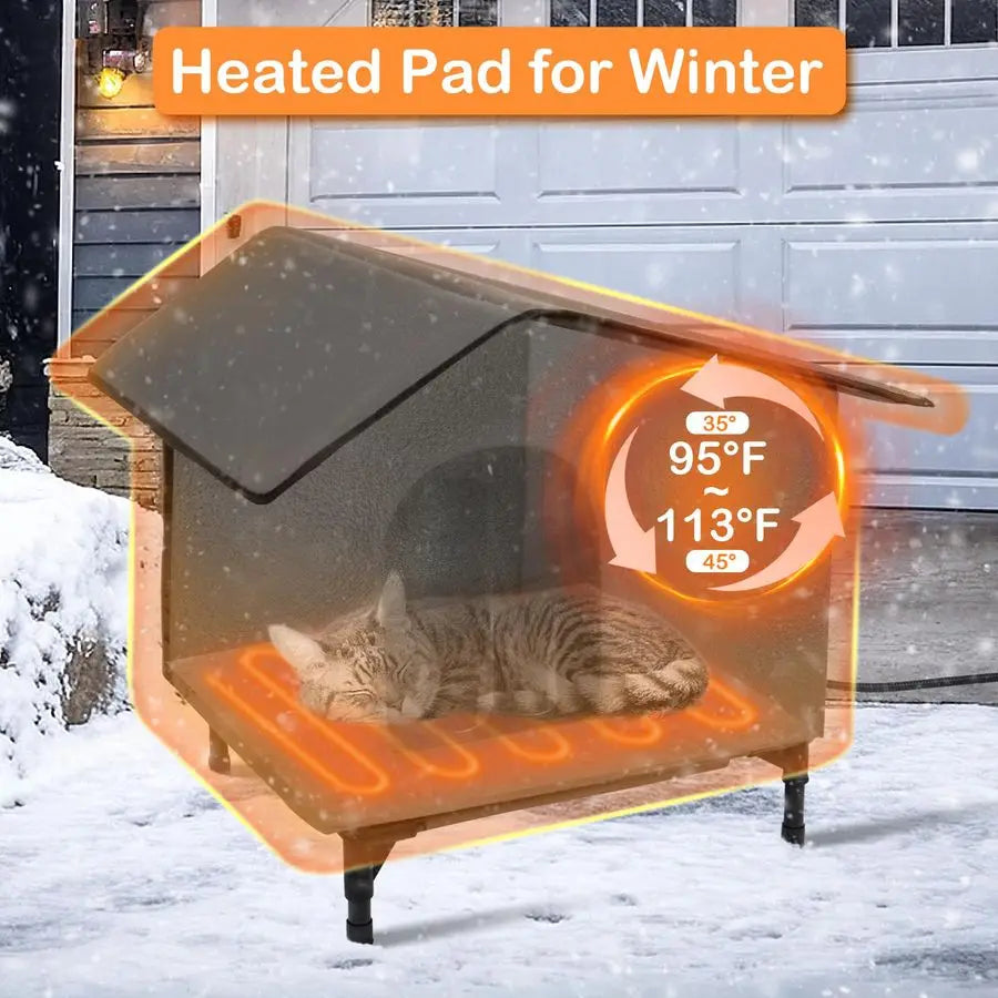 Elevated Outdoor Feral Cats Shelter with Soft Mat