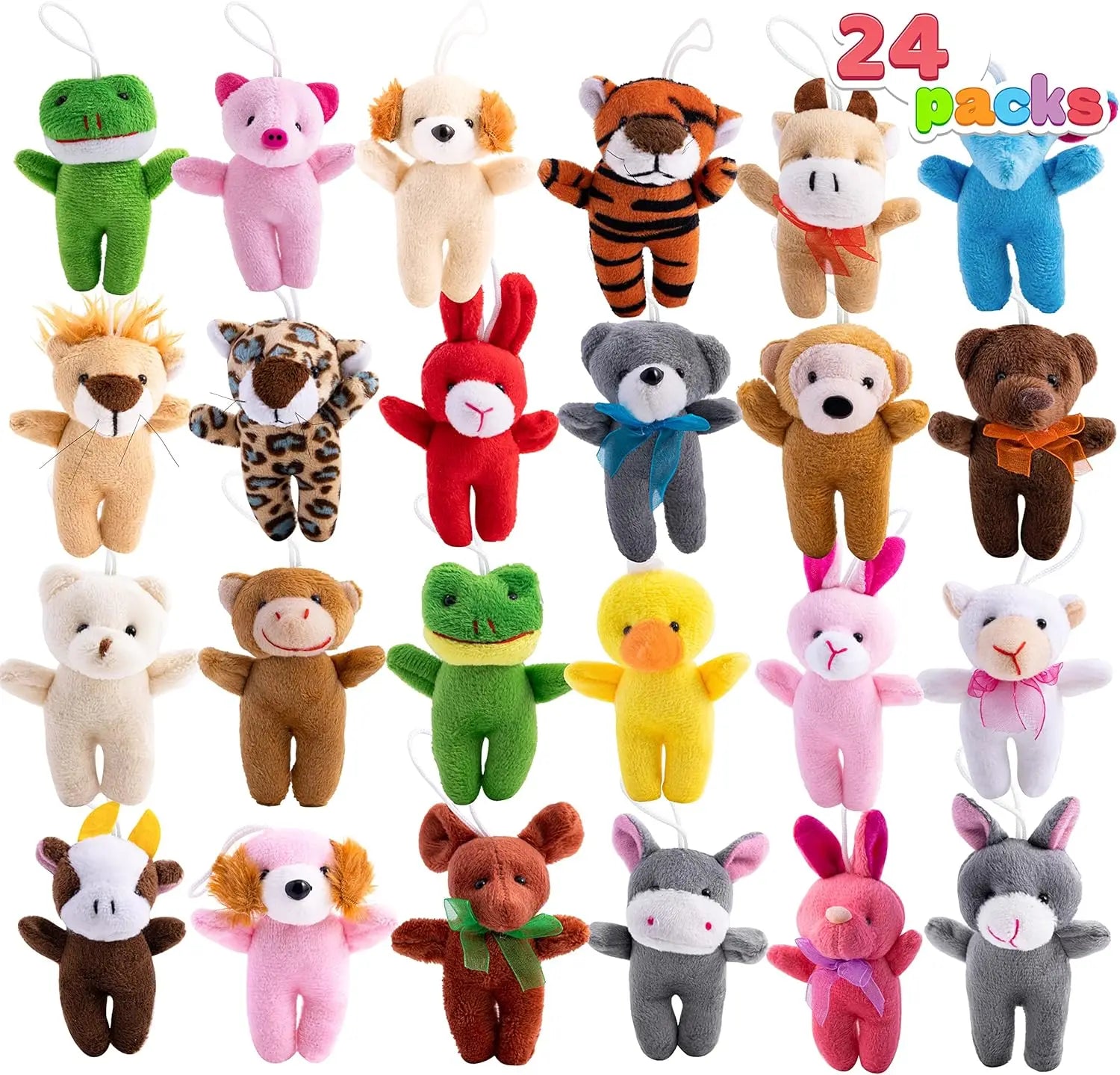 24 Pcs Mini Plush Animals   3 Stuffed Animal Bulk for Birthday Party Favors   Presents Pinata Fillers Party Supplies