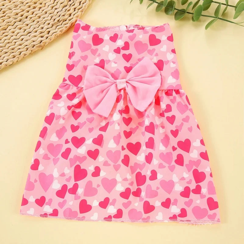 Spring Dog Princess Dress Heart Patten