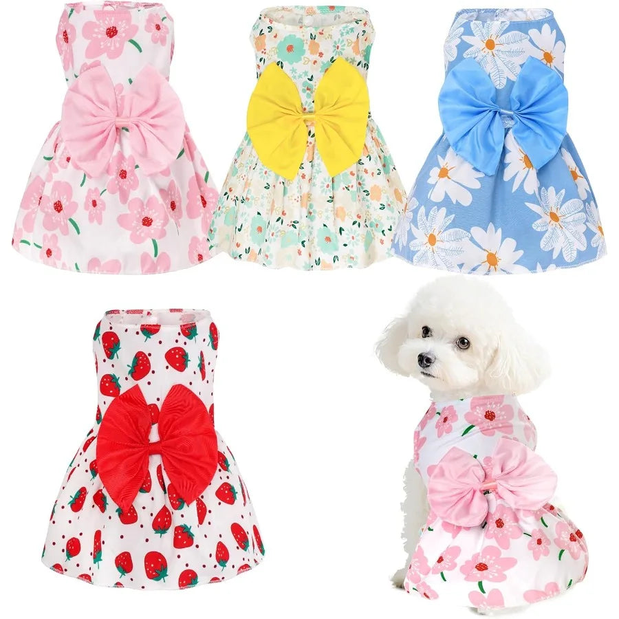 4pcs Small Dog Dress Outfit
