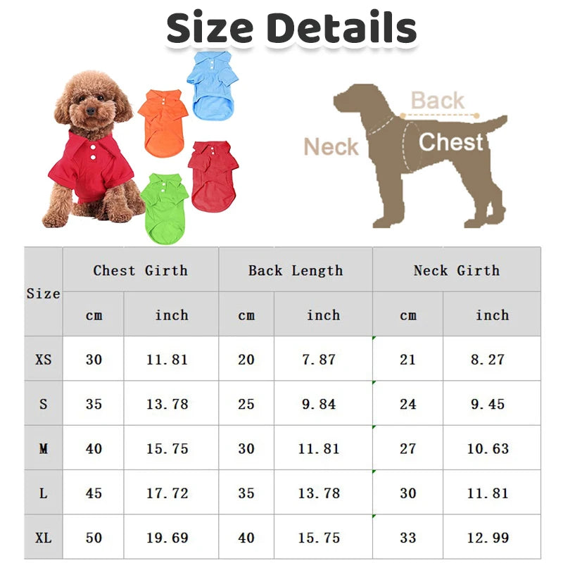 Summer Pet Vest, 6 Candy Color Shirts