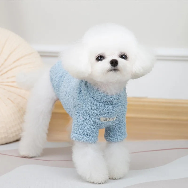Fleece Dog Clothes, Solid Warm Hoodie Sweater