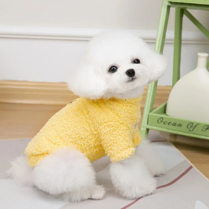 Fleece Dog Clothes, Solid Warm Hoodie Sweater