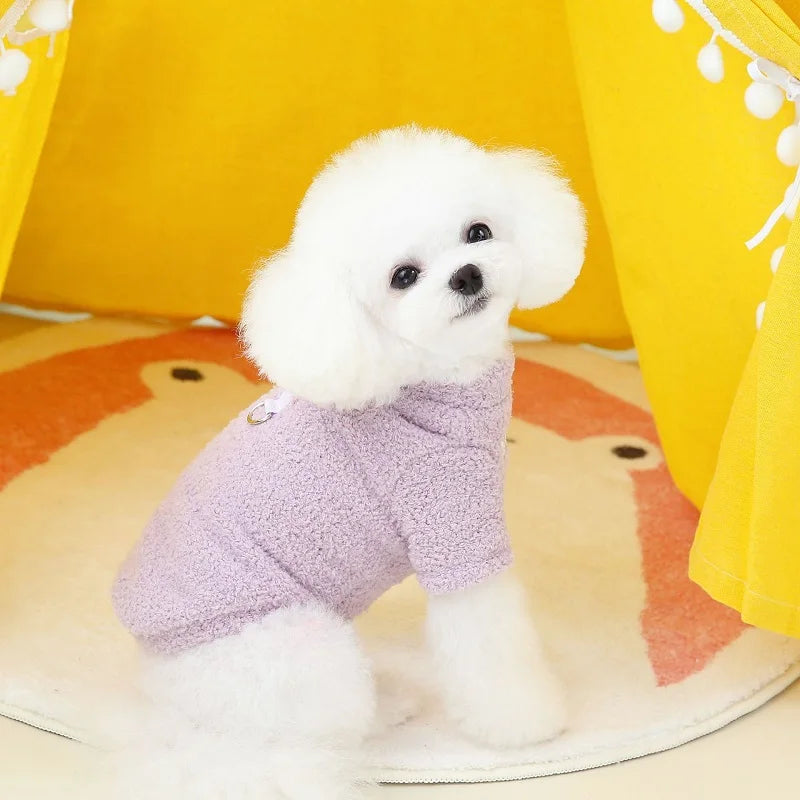 Fleece Dog Clothes, Solid Warm Hoodie Sweater