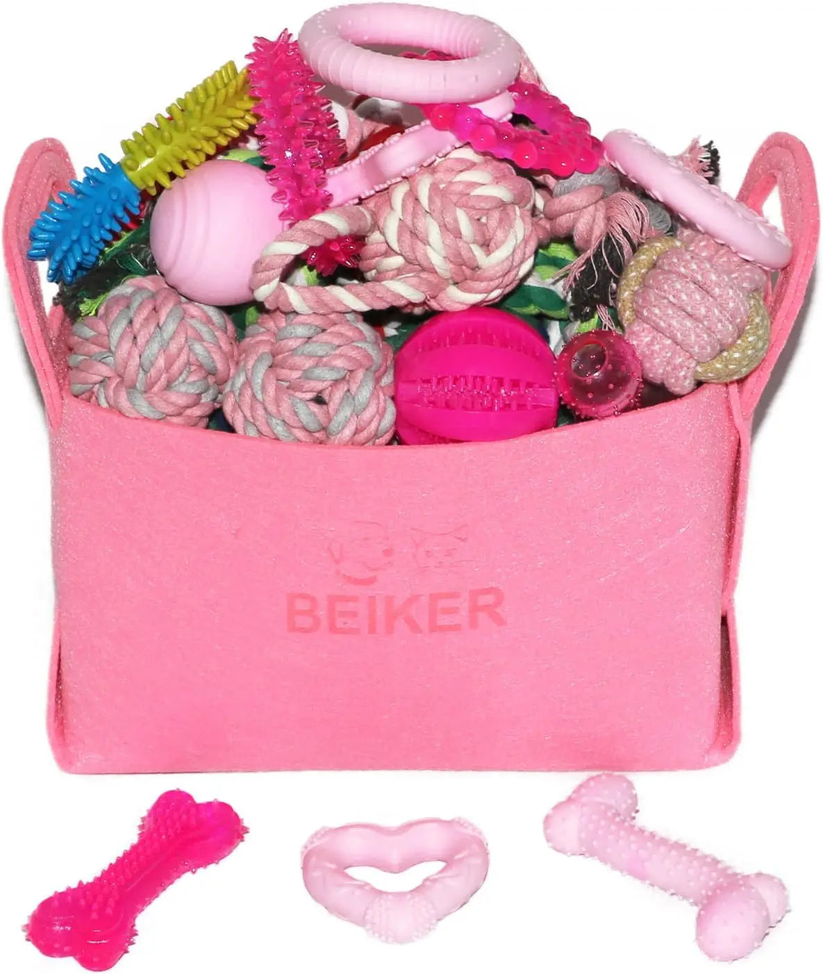 Christmas Dog Toys 15 Pack, Tough Rubber And Rope Toys