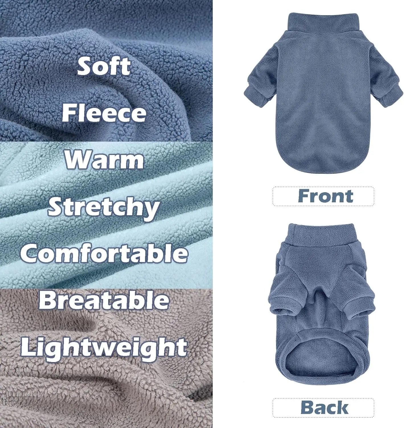 3 Pack Dog Sweaters for Small Dogs, Ultra Soft Warm Puppy Clothes Winter Coat in Gray Azure Navy