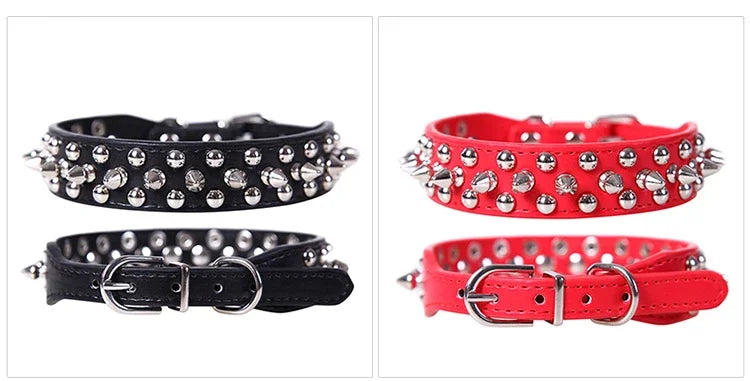 Adjustable Leather Dog Collar For Small Pets