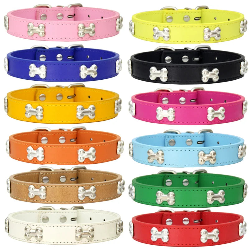 Bone Leather Durable Pet Collars Collars for Small Large Dog Chihuahua Cat Accessories Pet Collar for Small Dogs