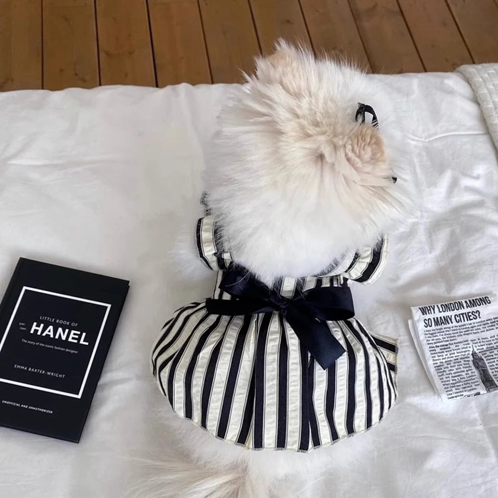 Big Bow Striped Small Dog Princess Dress