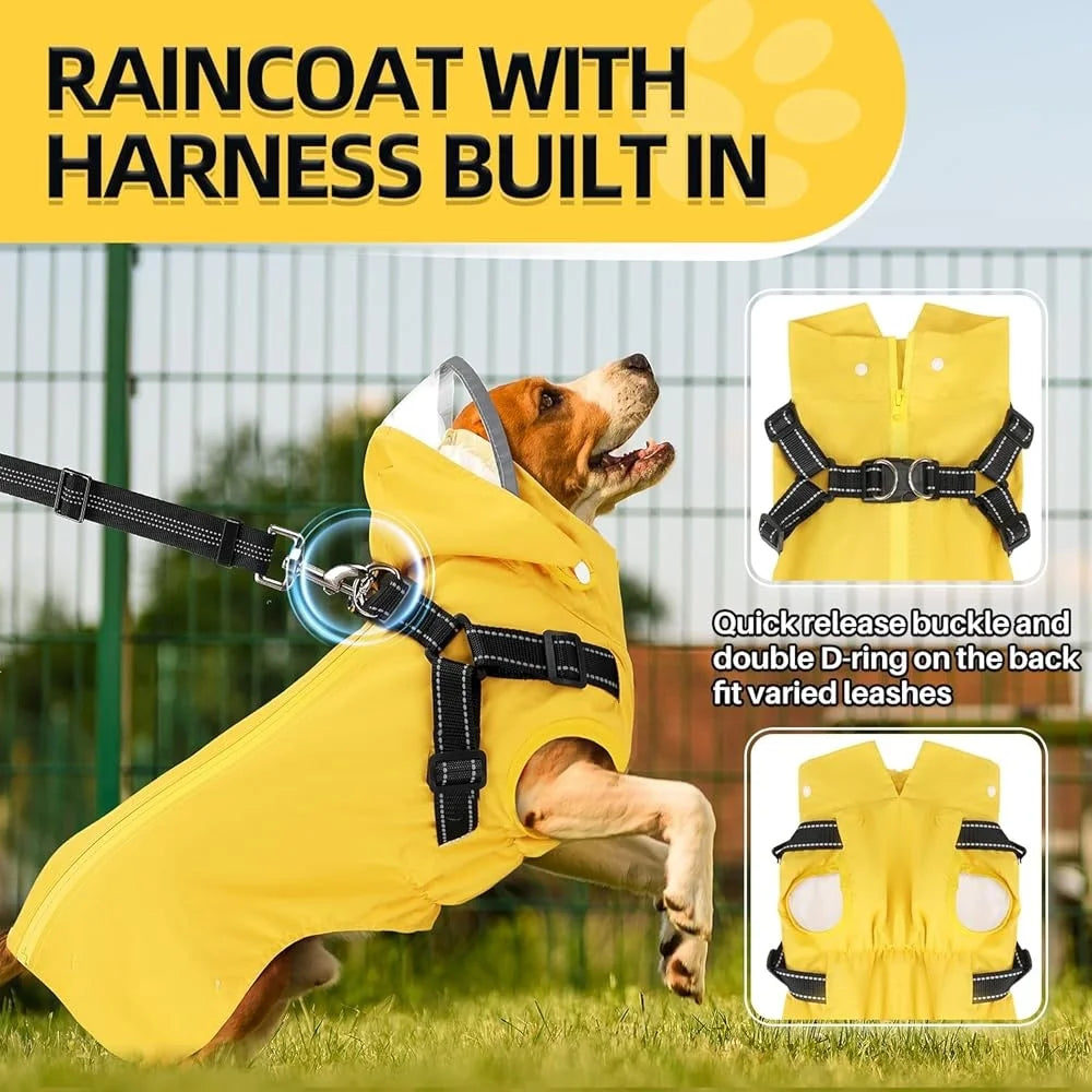 Waterproof Dog Raincoat with Harness