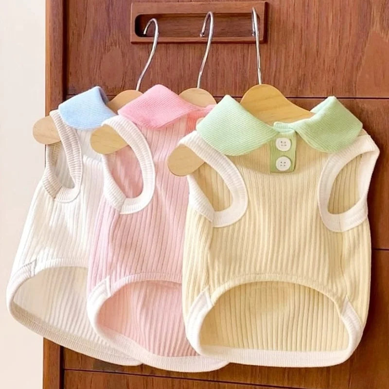 Summer Pet Polo Shirt, Breathable Cute Fashion Vest          Cute Solid Cat Shirt Soft Pet Costumes Chihuahua Dog Clothes