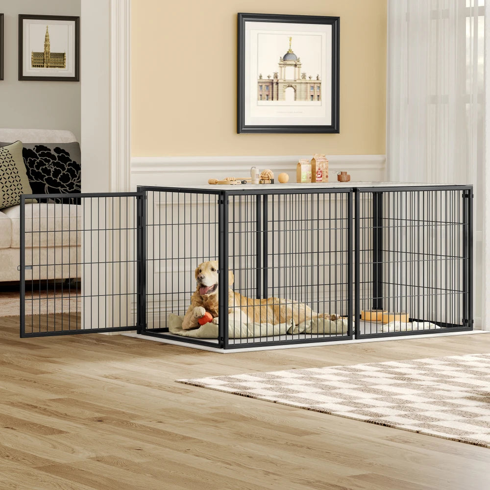 Large Dog Cage, Kennel for Medium Dogs, Puppy Playpen with Top,