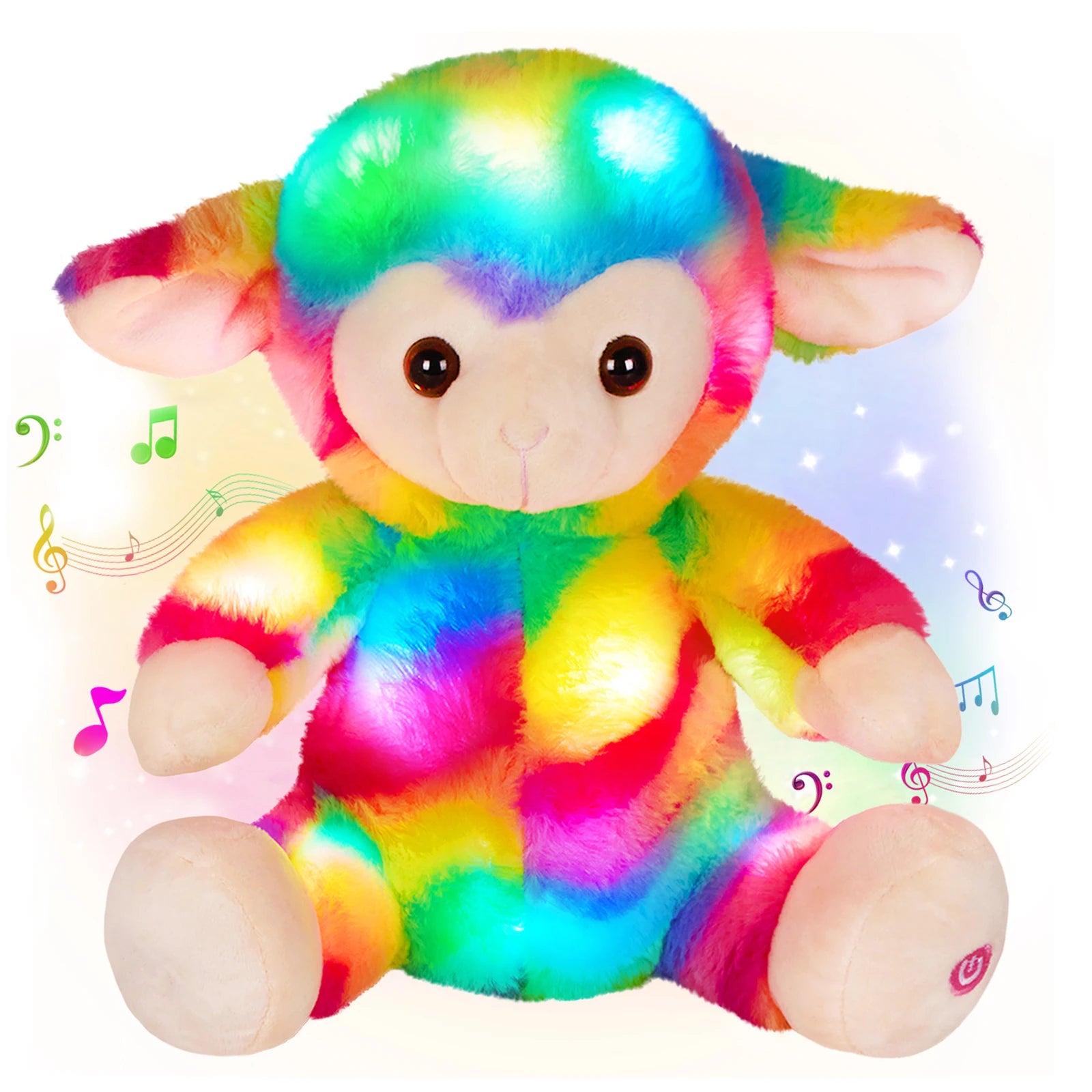 Musical Glowing Rainbow Stuffed Animal w/Colorful Lights