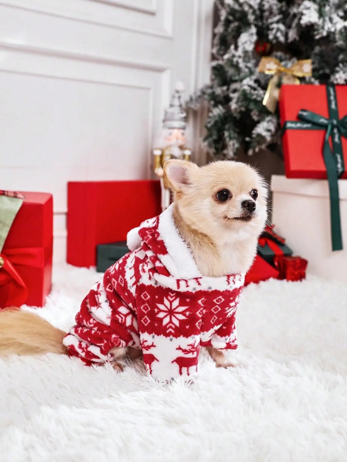 1pc Pet Christmas Reindeer Graphic Pajamas