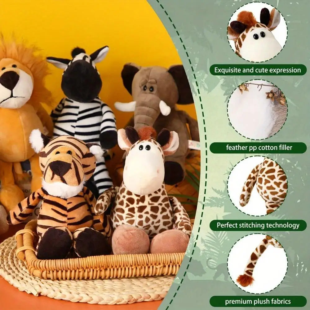12 Pieces Safari Stuffed Animal Toys