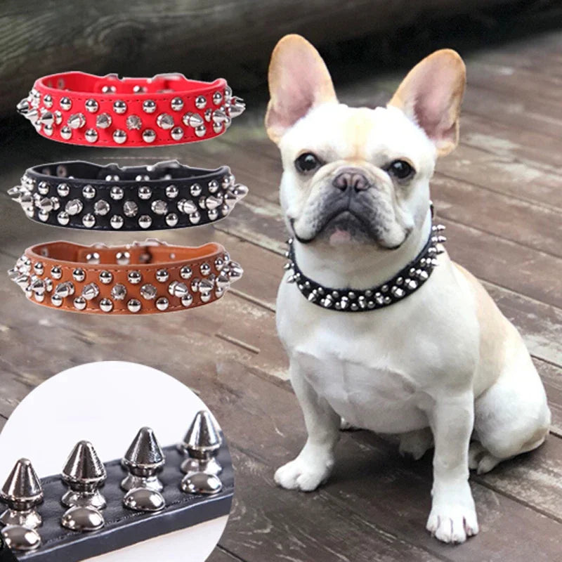 Adjustable Leather Dog Collar For Small Pets