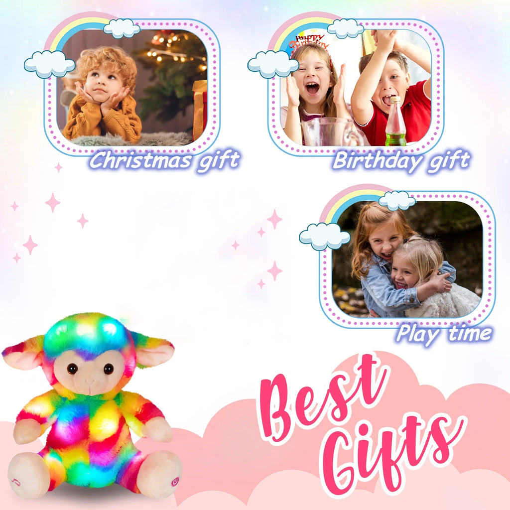 Musical Glowing Rainbow Stuffed Animal w/Colorful Lights