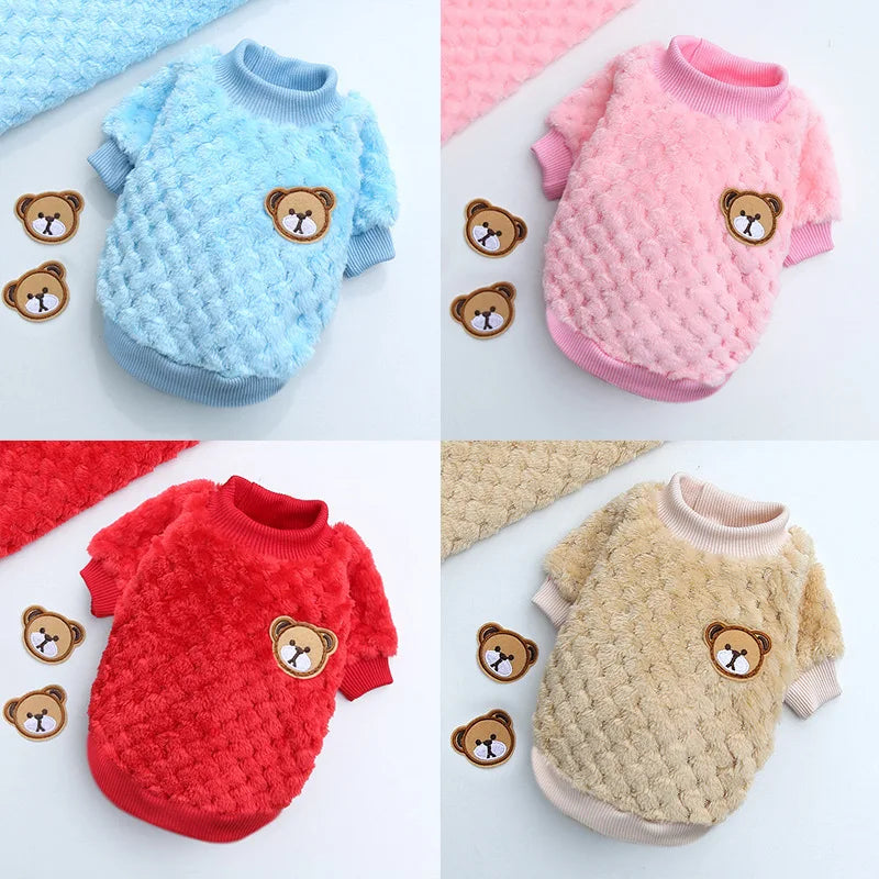 Warm Winter Dog Clothes Bear Print