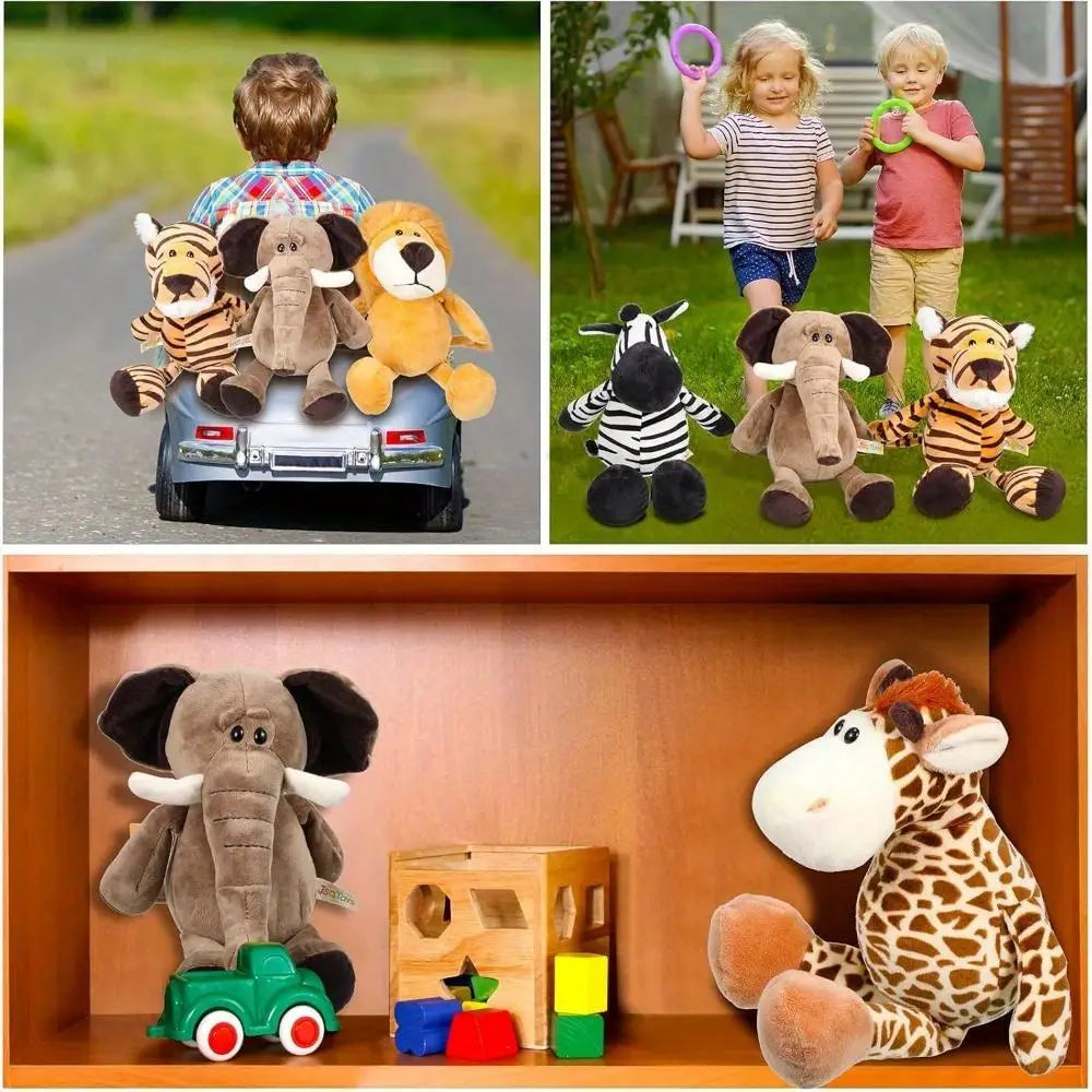 12 Pieces Safari Stuffed Animal Toys