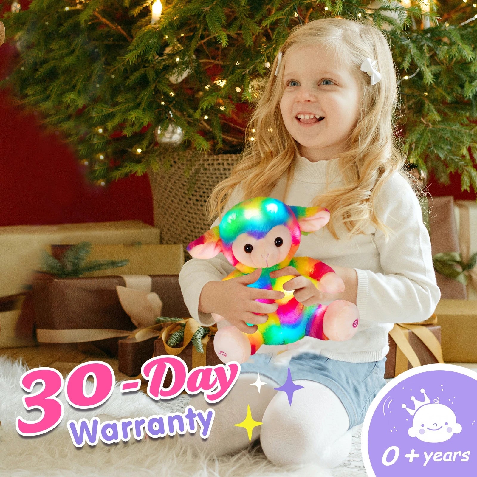 Musical Glowing Rainbow Stuffed Animal w/Colorful Lights