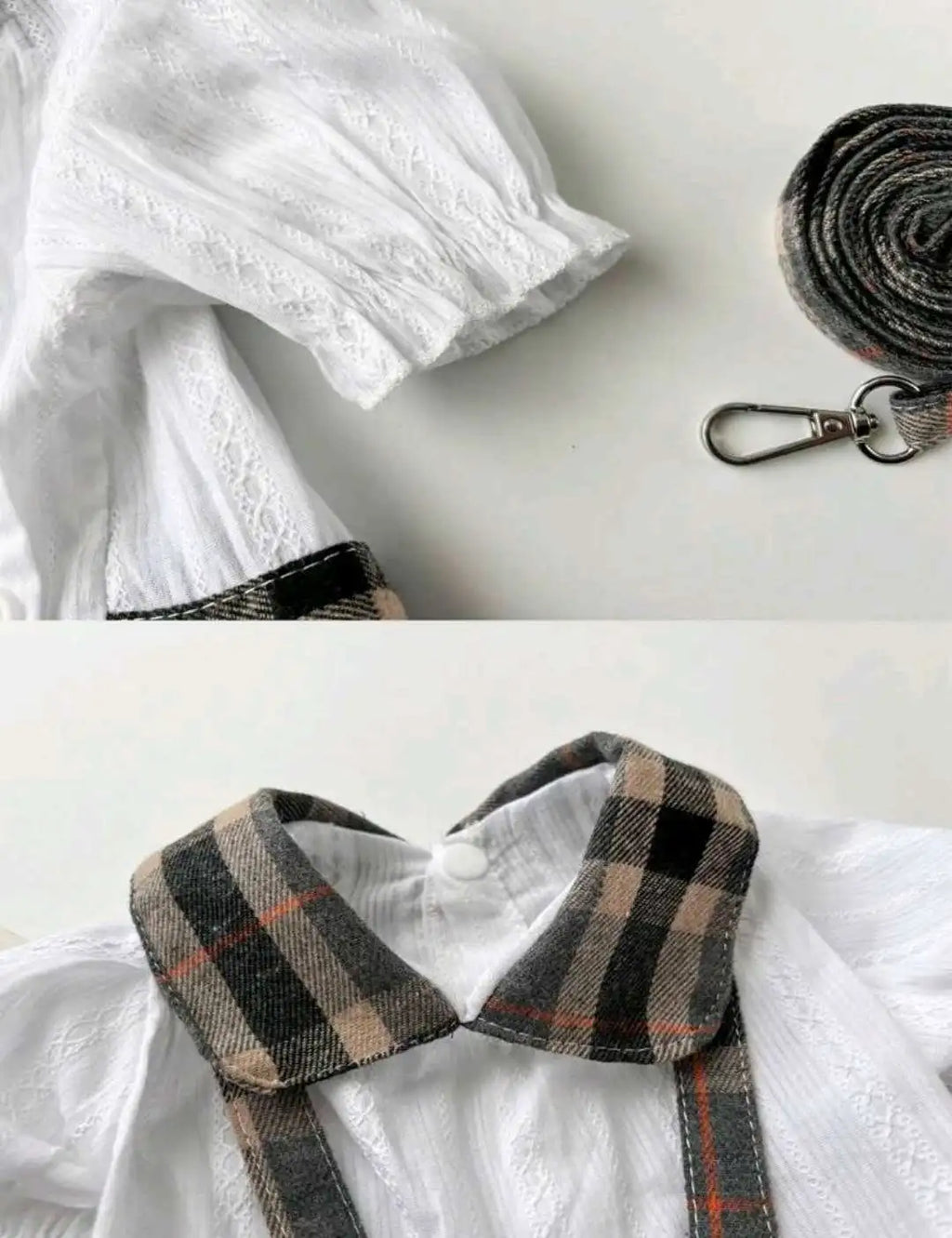 1pc Cute Dog Clothes, Plaid Dress w/Bowknot Back