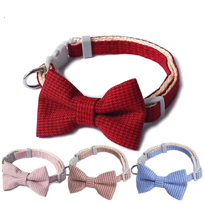 Bow Plaid Collar Adjustable Neck Collar