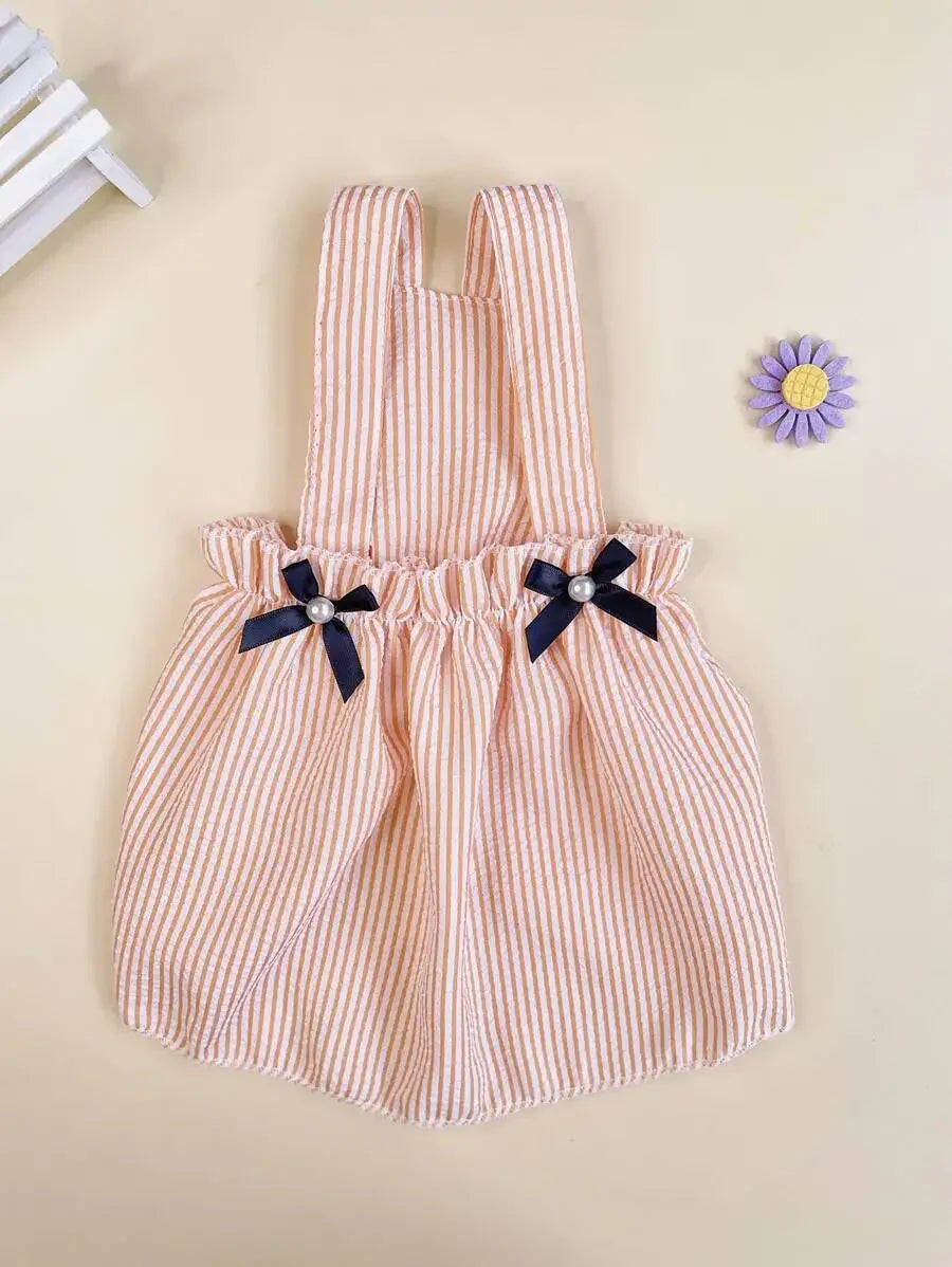 Striped Print Bow Pet Dress