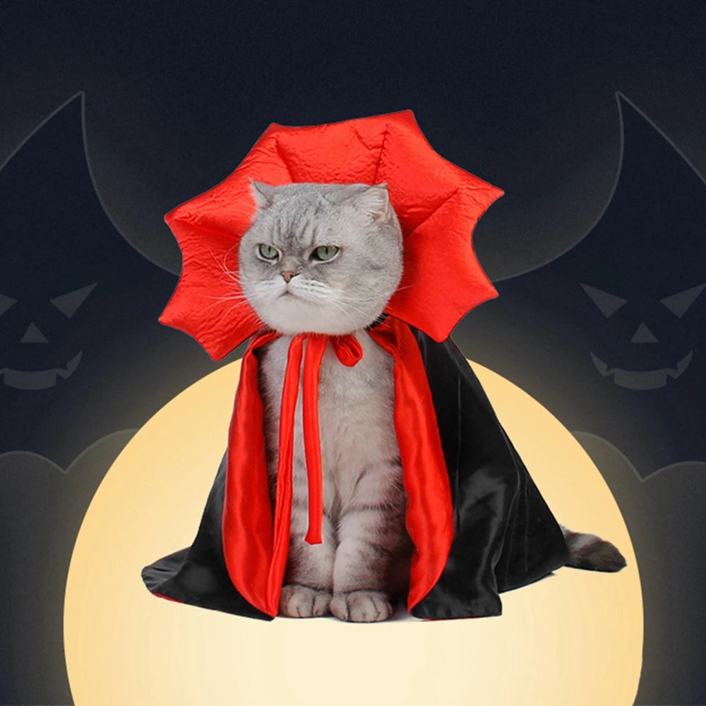 Funny Pet Role Play Costume Vampire Cloak For Small Dog Cat Halloween Puppy Cape Dress Kawaii Pet Clothes Cat Accessories Gift