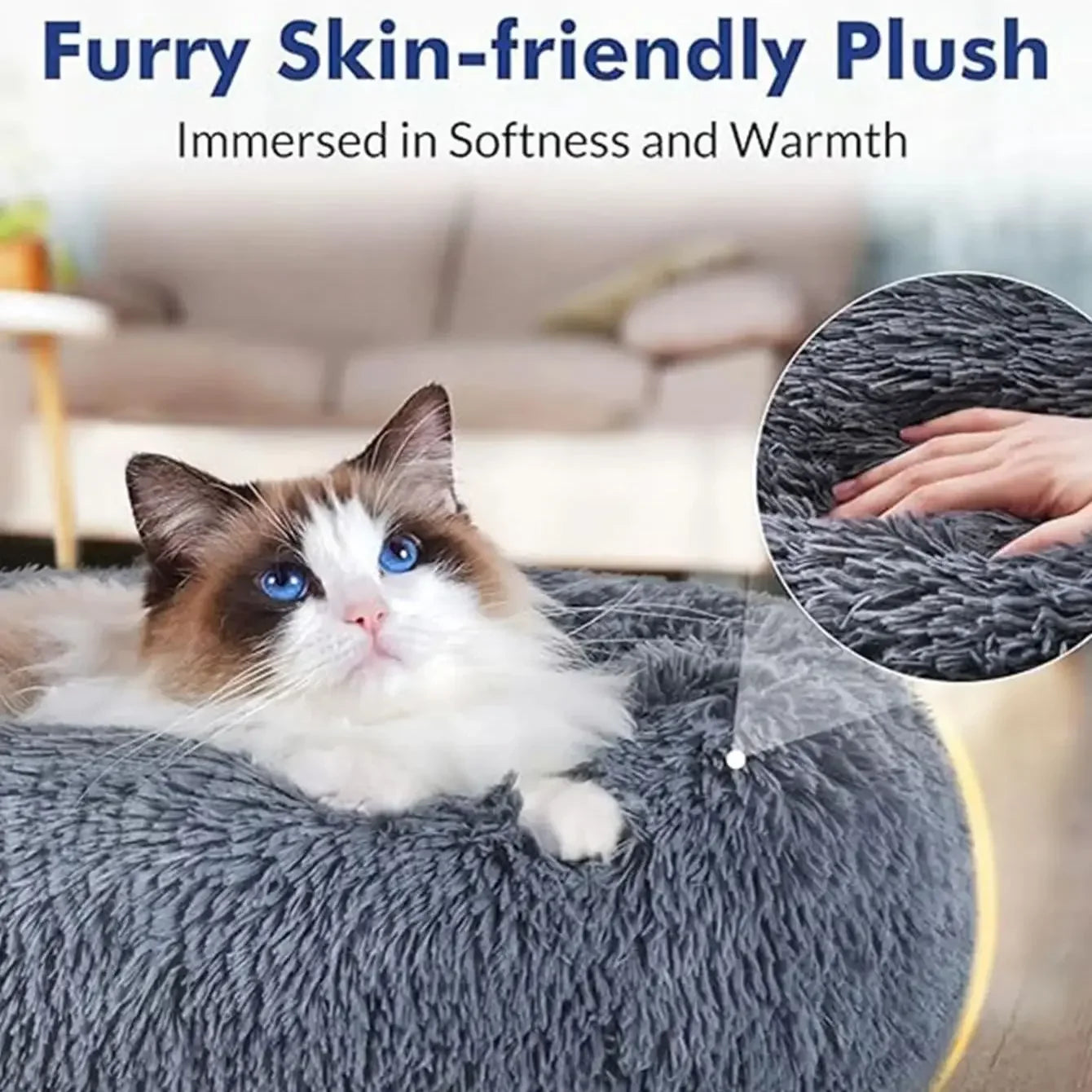 40-90cm 6 Sizes Round Plush Pet Bed