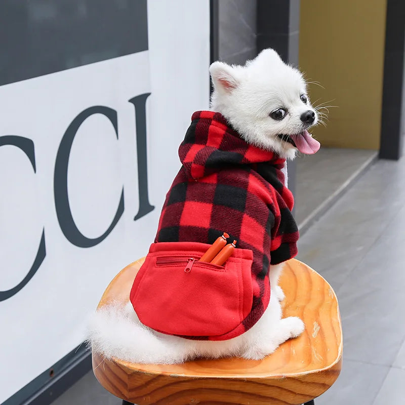 Winter Dog Coat, Plaid Reversible Vest