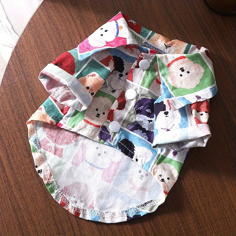 Lightweight Breathable Plaid Cartoon Pet Clothes