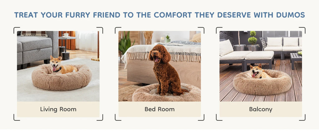 Fluffy Calming Dog/Cat Bed, Faux Fur, Washable, Anti-Slip