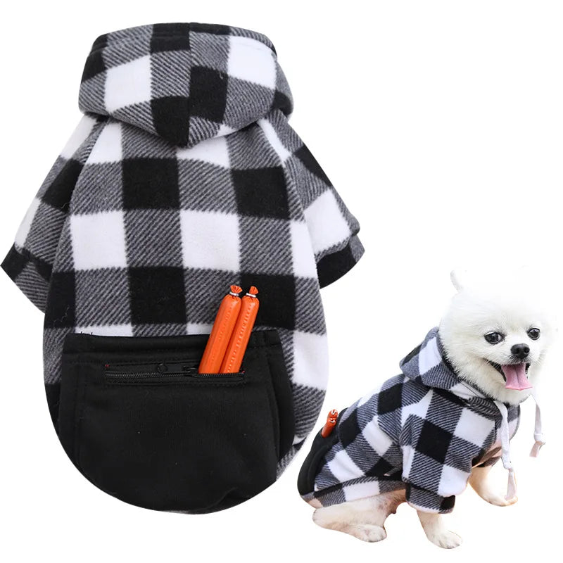 Winter Dog Coat, Plaid Reversible Vest
