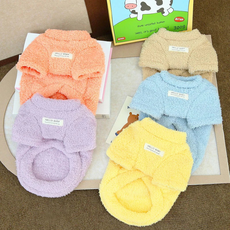 Fleece Dog Clothes, Solid Warm Hoodie Sweater