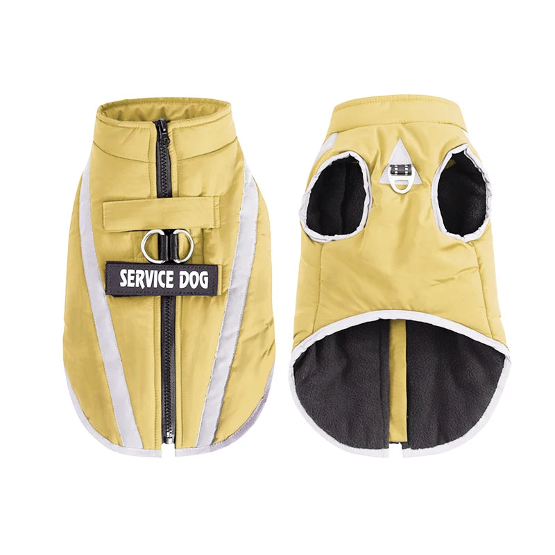 Warm Fleece Service Dog Vest, Waterproof Winter Pet Clothing