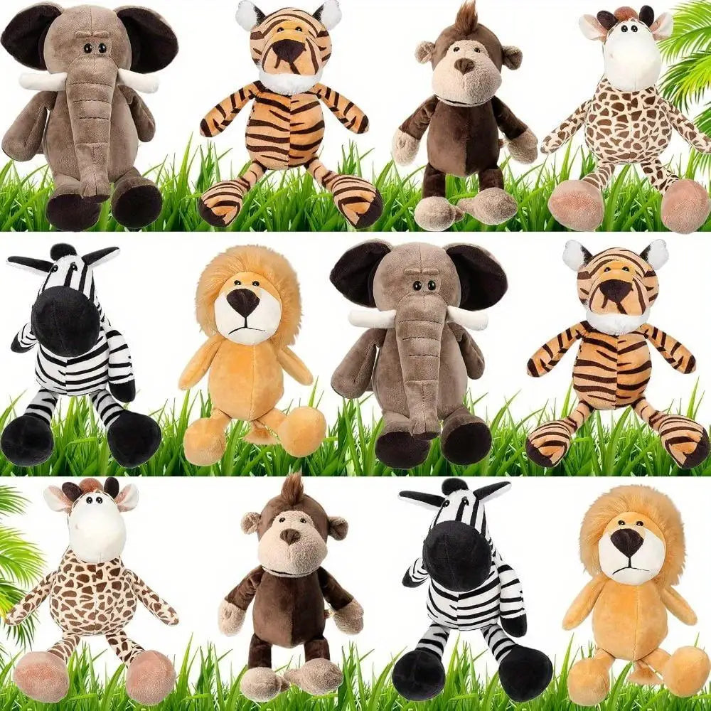12 Pieces Safari Stuffed Animal Toys