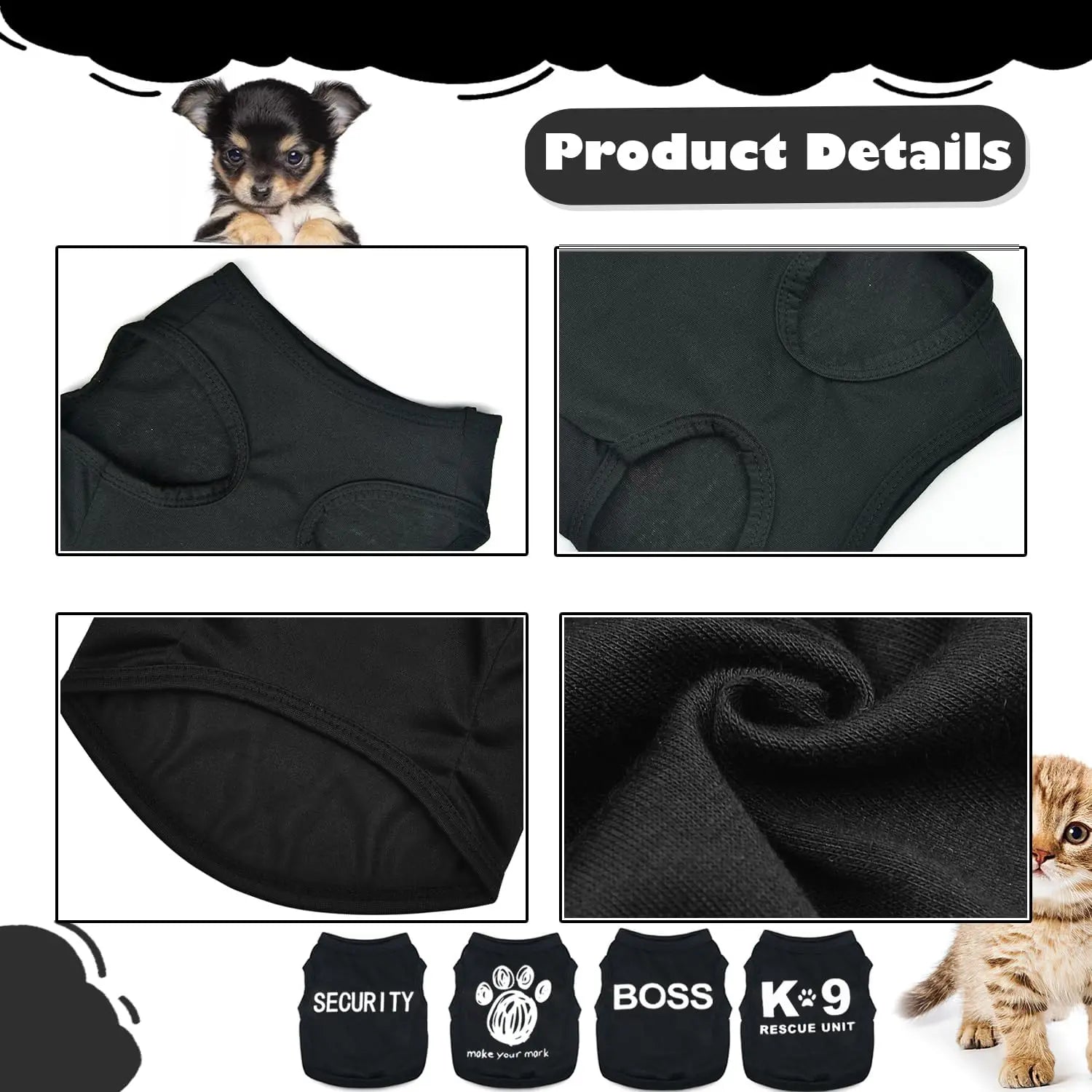 4-Piece Small Dog/Kitten Clothes Set