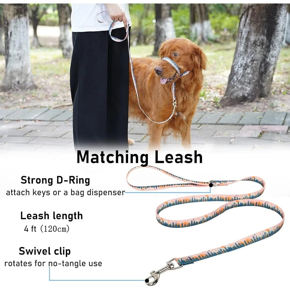 Training Tool for Dog. Head Collar, Anti-Pulling Halter with Leash