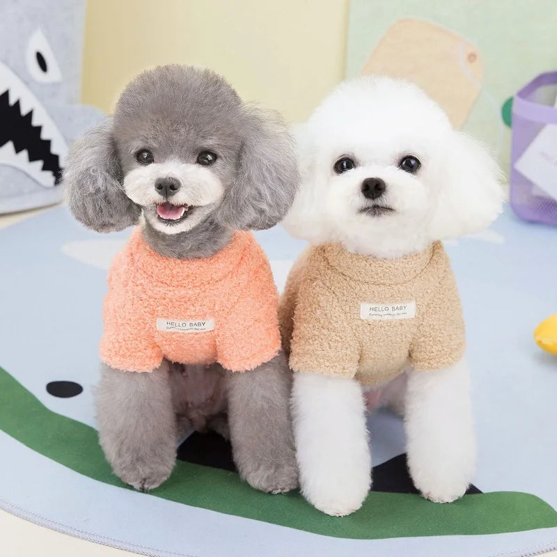 Fleece Dog Clothes, Solid Warm Hoodie Sweater