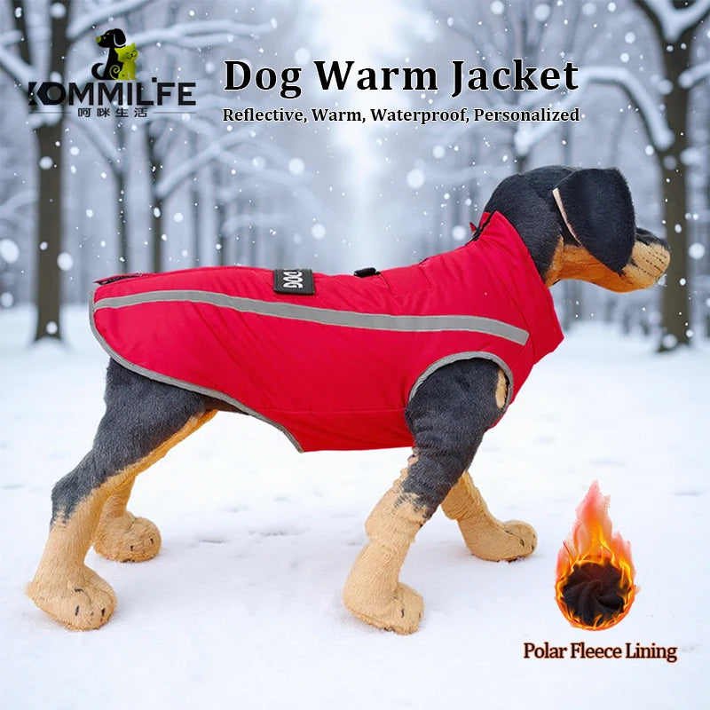 Warm Fleece Service Dog Vest, Waterproof Winter Pet Clothing