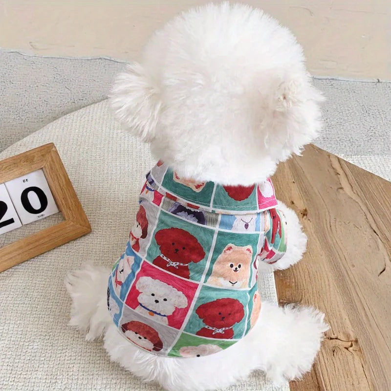 Lightweight Breathable Plaid Cartoon Pet Clothes