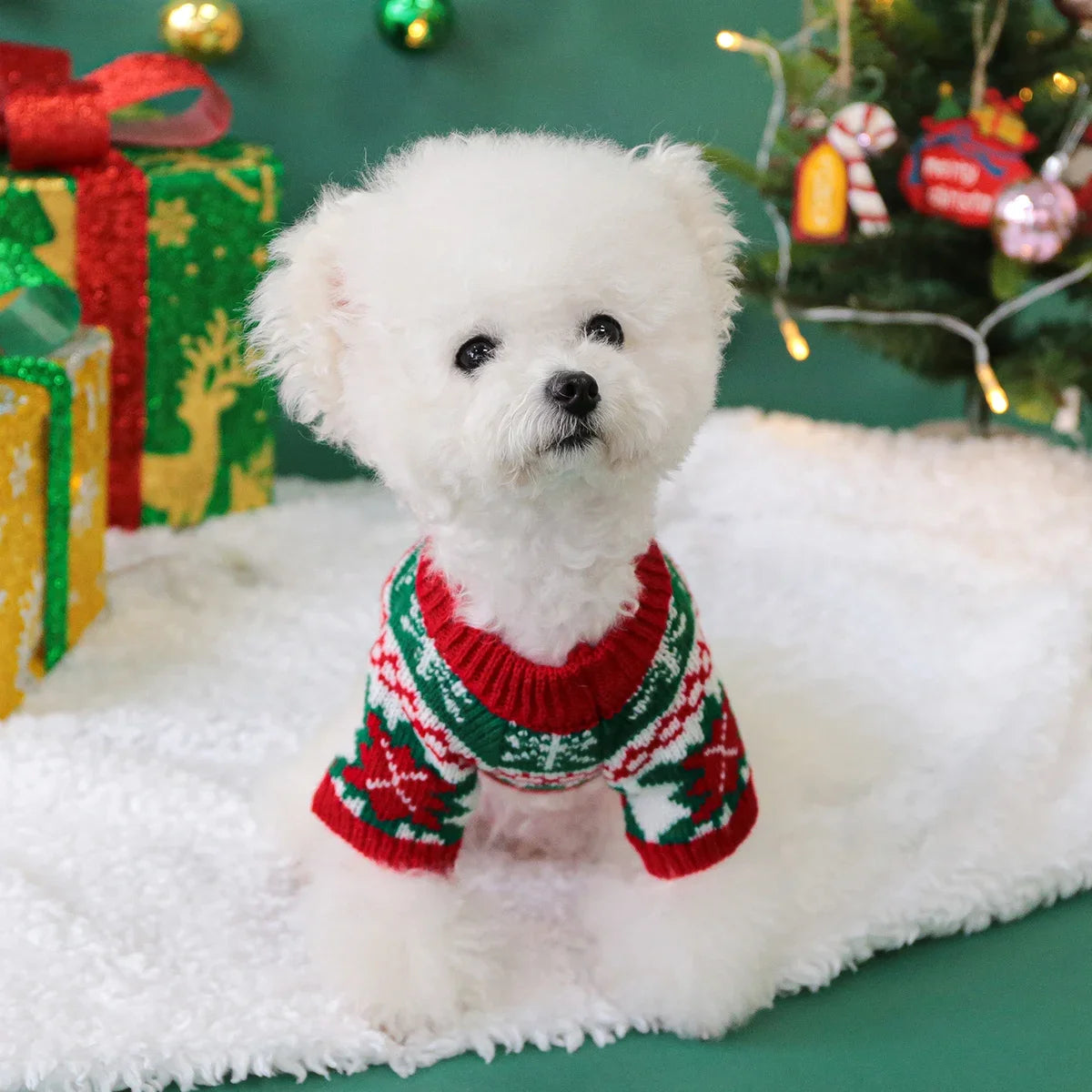 Pet Cute Christmas Rudolph Elk Sweater Dog Autumn and Winter Warm Thread Clothes Happy Cat Wear Clothes