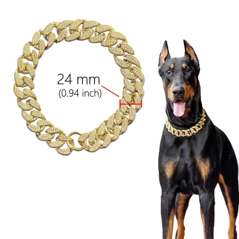 ABS Plastic Dog Collar Chain Diamond Inlay