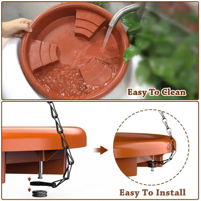 Solar Powered Bird Bathtub/Fountain Hanging Bird Feeder Garden